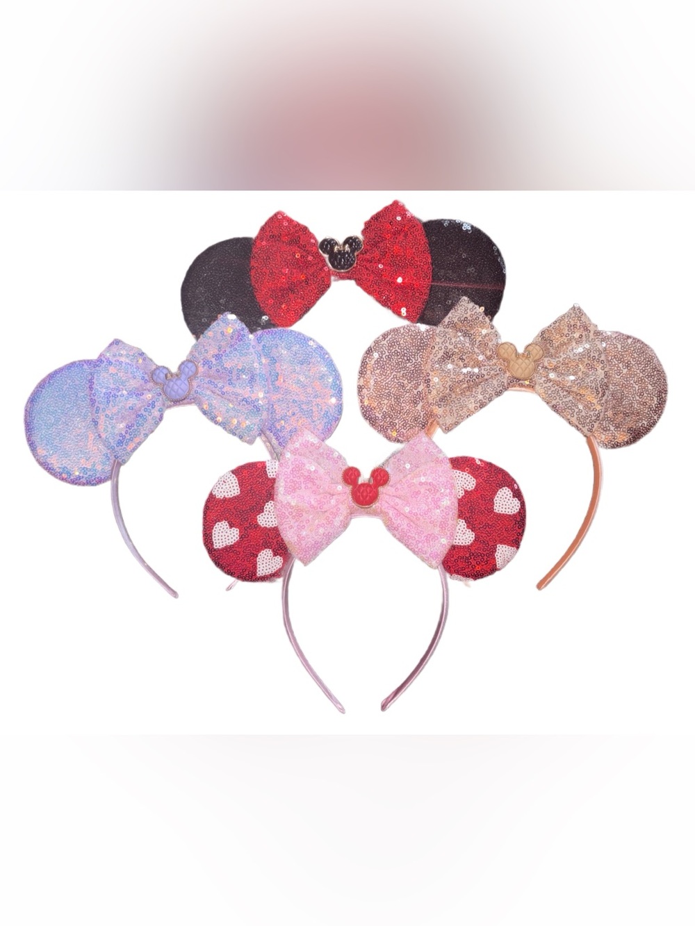 Lot of 4 Minnie Mouse Ears with Quilted Minnie Mouse Accent